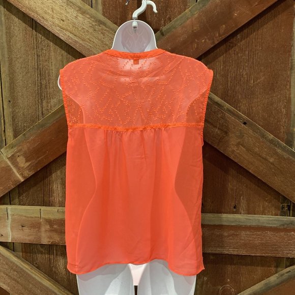 American Eagle Outfitters Women's Size Small Coral Sheer Tank Top VNeck Light - Picture 6 of 10